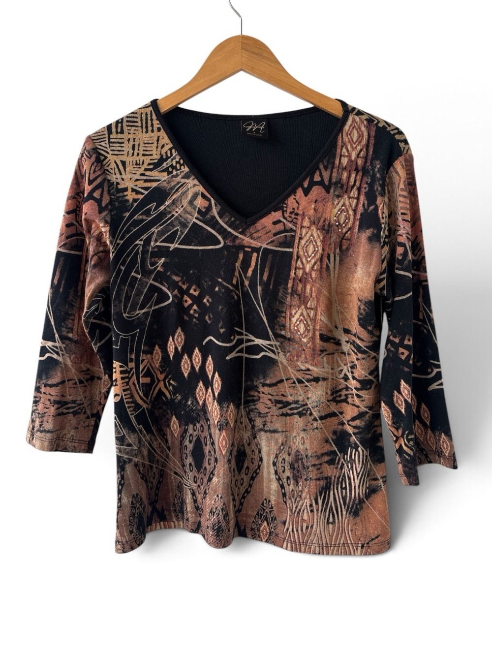 Katina Marie Y2K Abstract Boho Rhinestone Top Small Made in USA